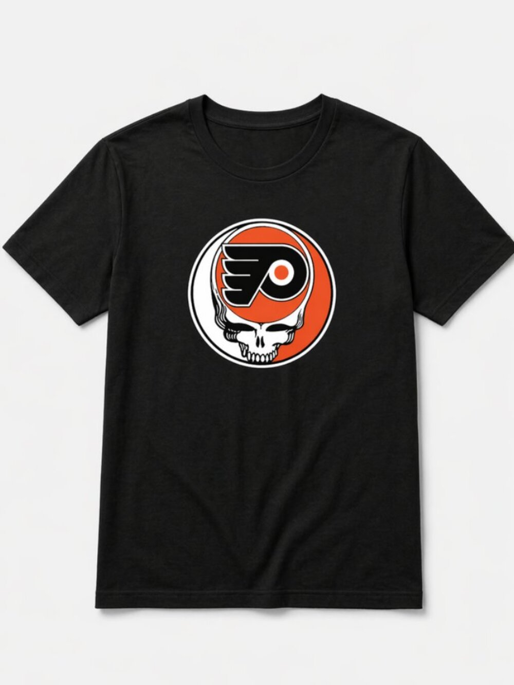 Philadelphia Flyers Grateful Dead Stealie Tee Shirt NWT Black Hockey Graphic